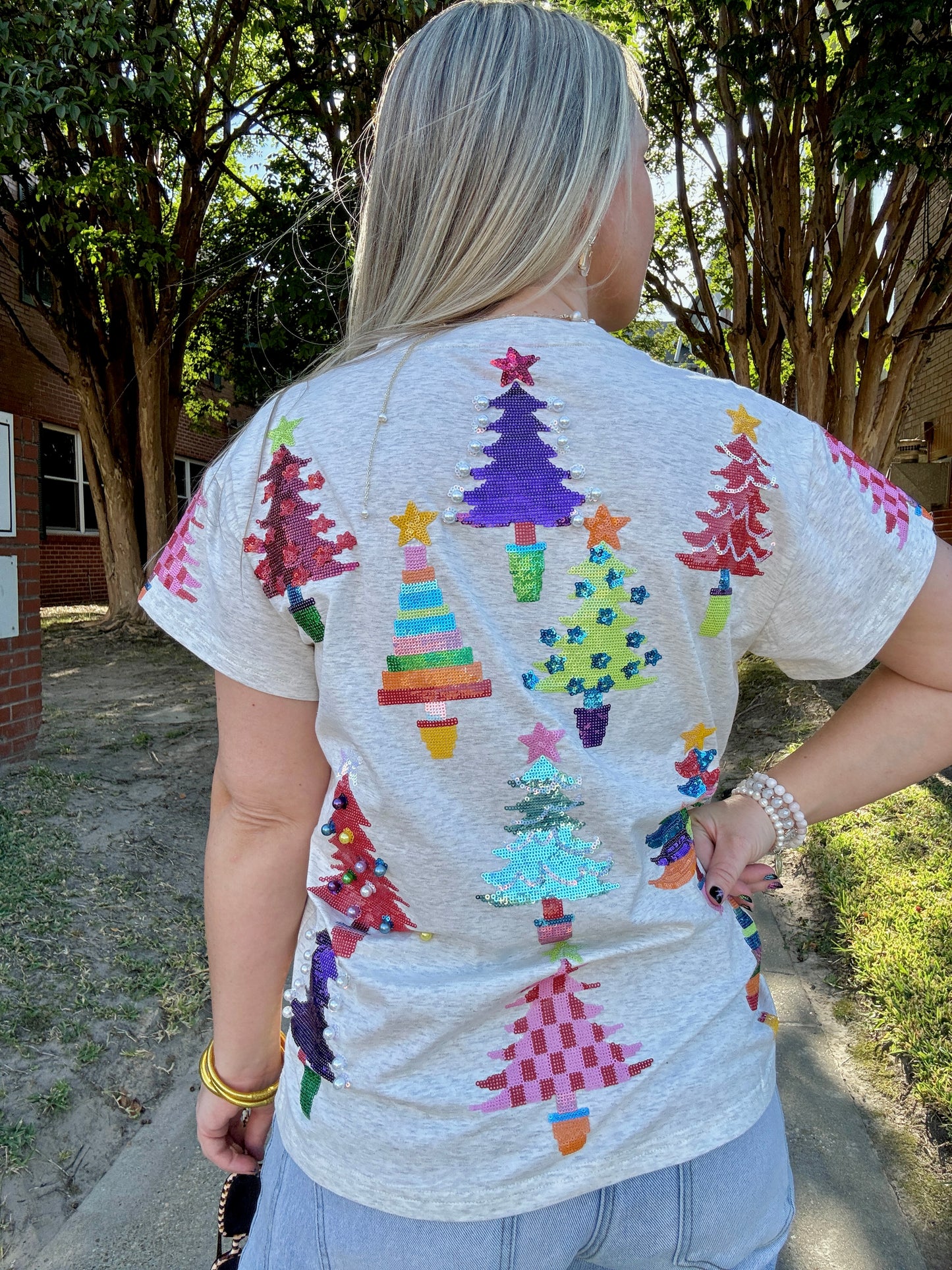 Gray Christmas Tree Tee