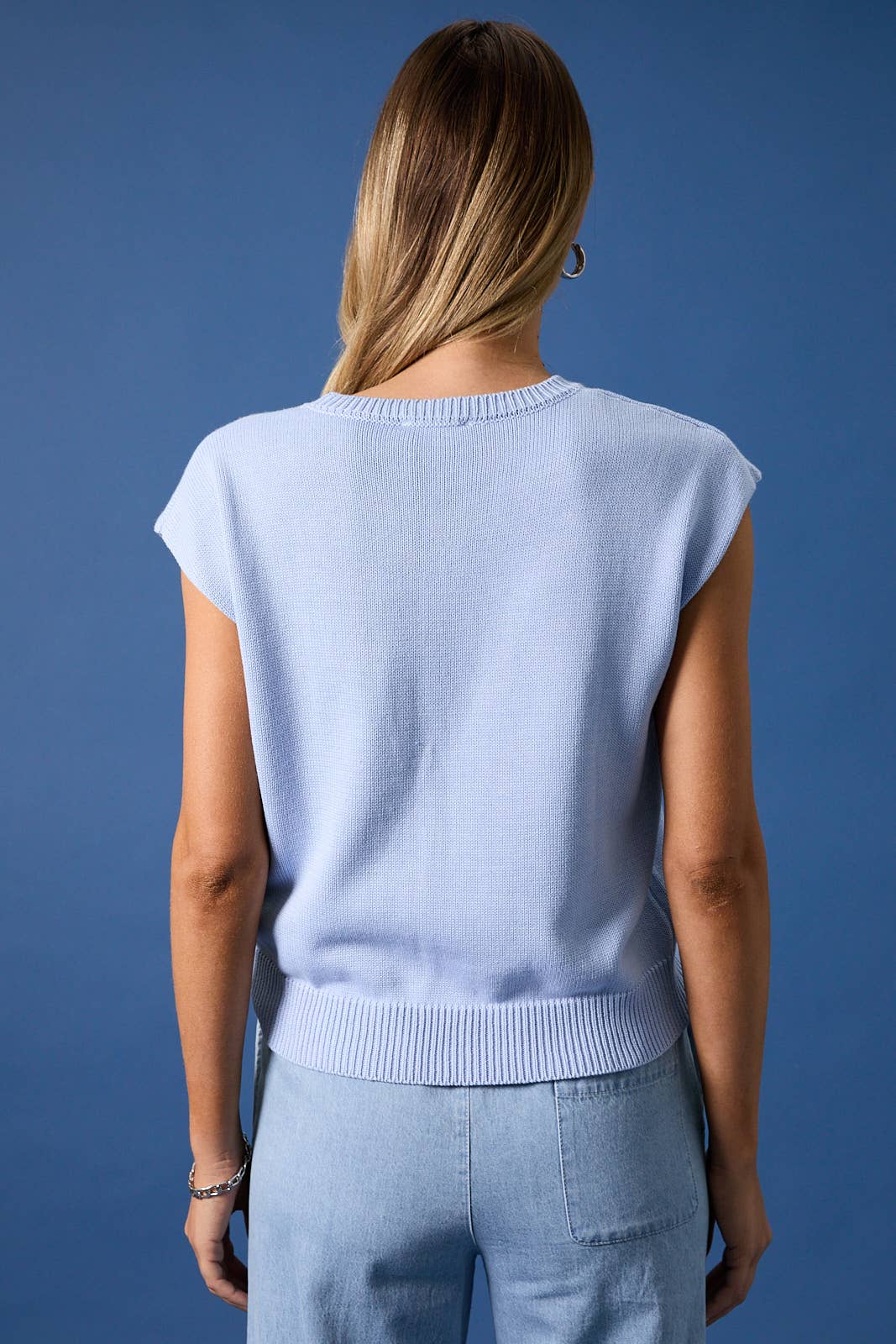 Light Blue Flag Sweater Tank