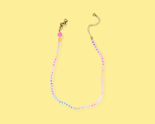 Maren Light Pink + Multi-Colored Beaded Necklace