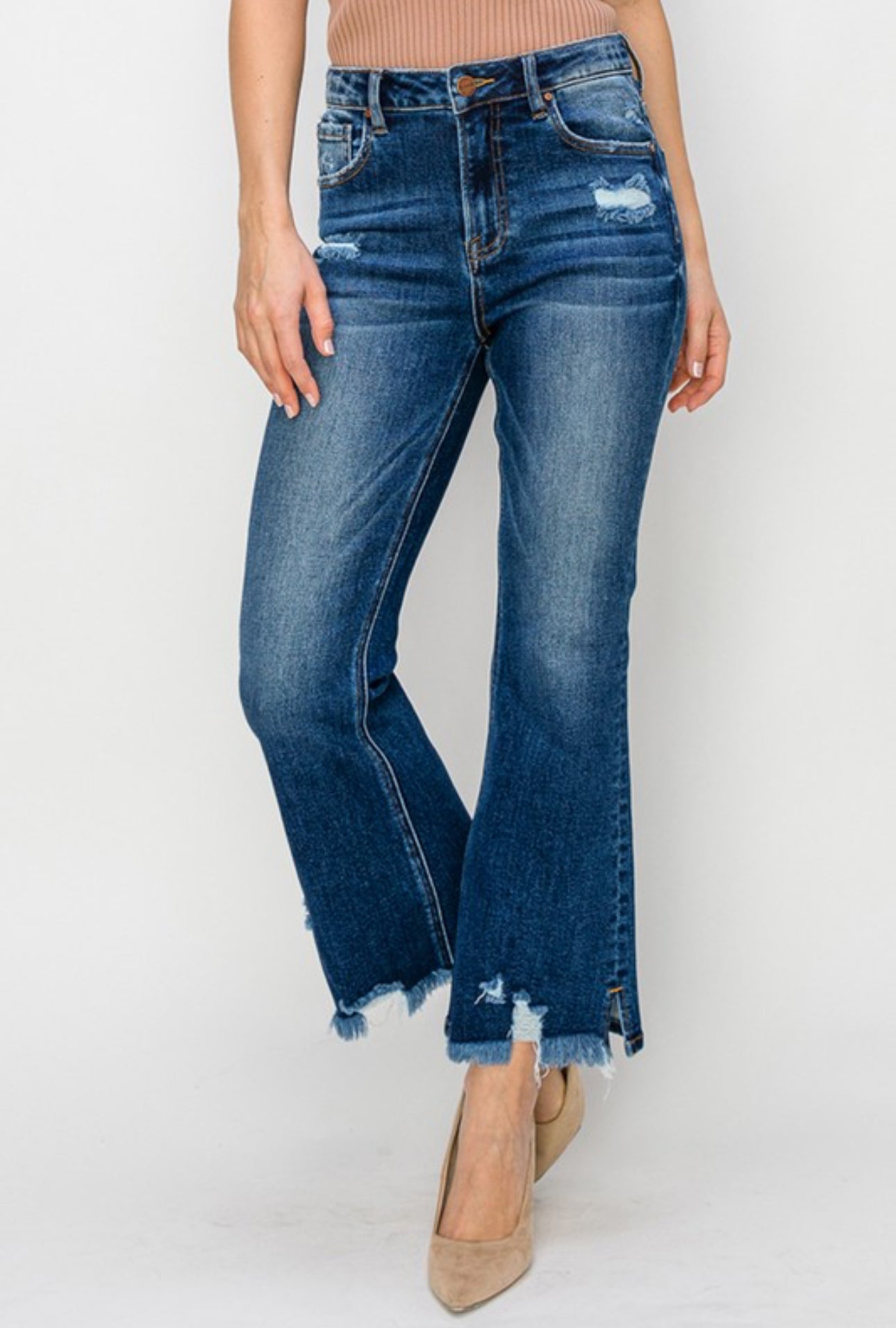 Risen High Rise Crop Flare Jeans