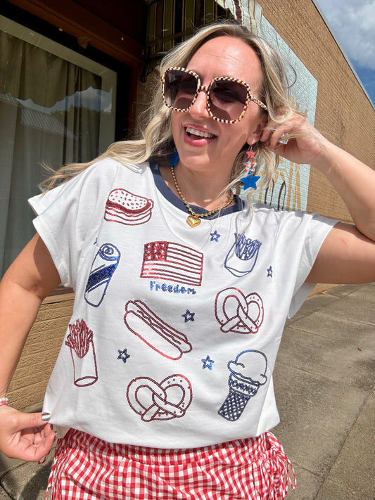 Tastes Like Freedom sequin tee