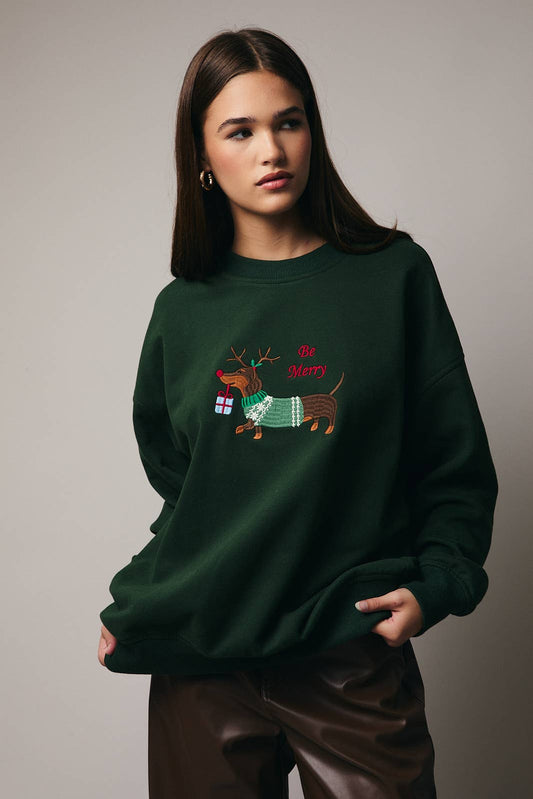 Christmas Weenie Embroidered Sweater