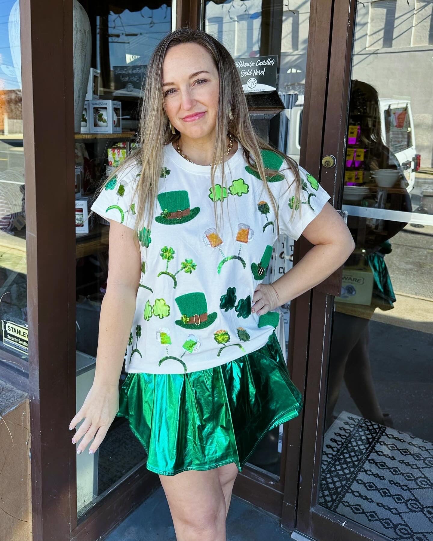 Queen of Sparkles Shamrocks and Sequins tee