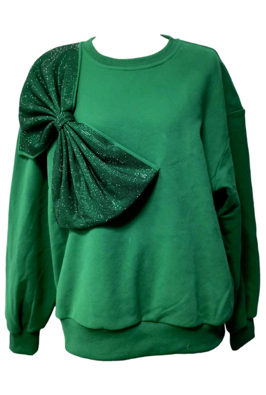 Emerald Green Oversized Bow Sweatshirt Preorder