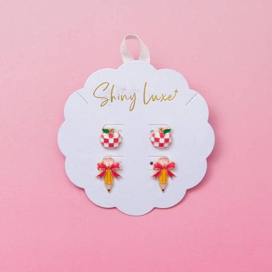 Teacher Pencil and Apple Earrings