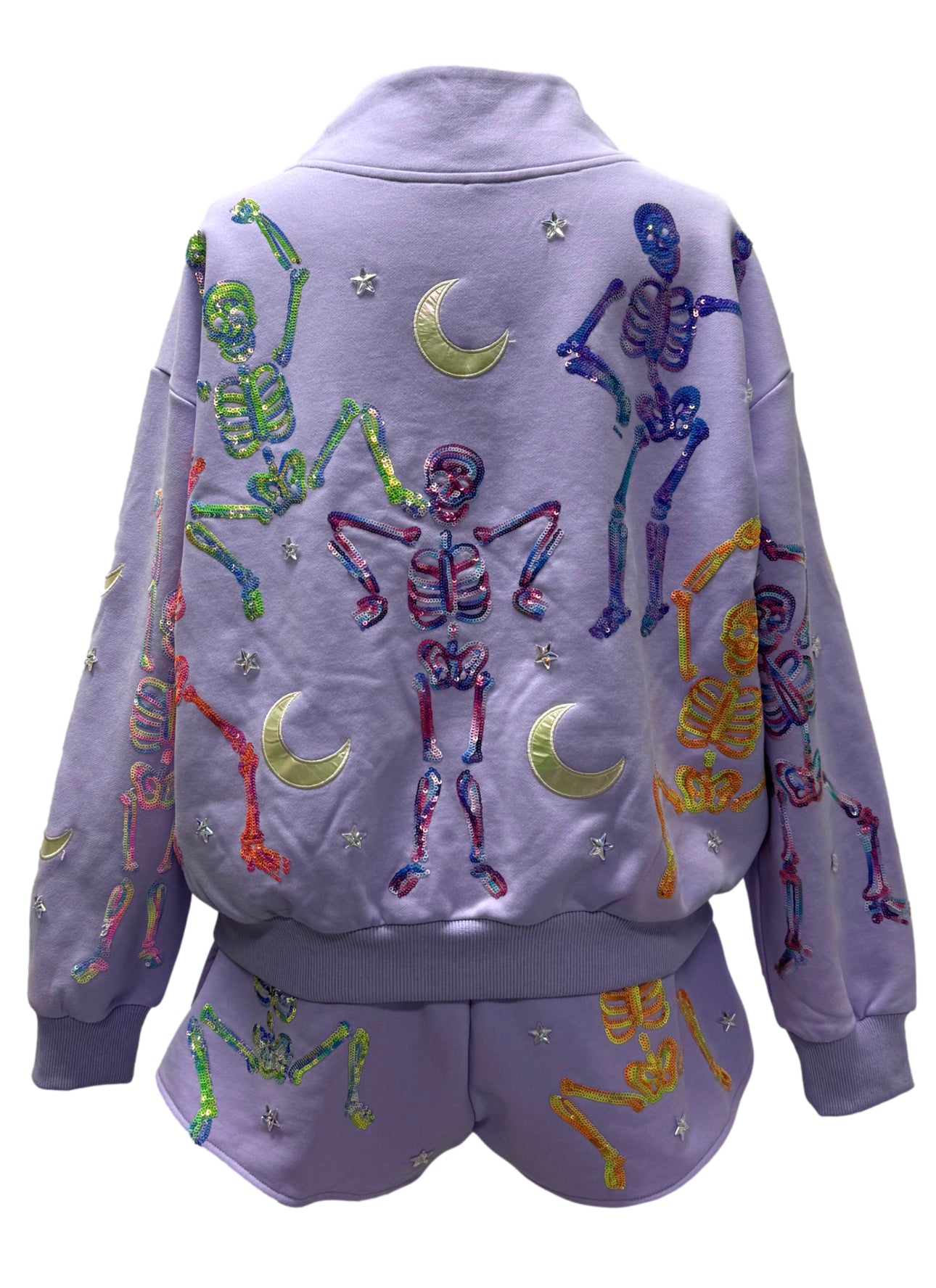 Lavender Dancing Skeletons Mock Neck Sweatshirt