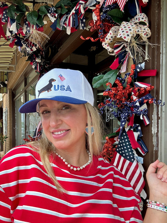 Red white and Woof Trucker Hat