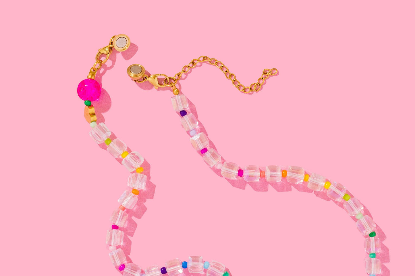 Maren Light Pink + Multi-Colored Beaded Necklace