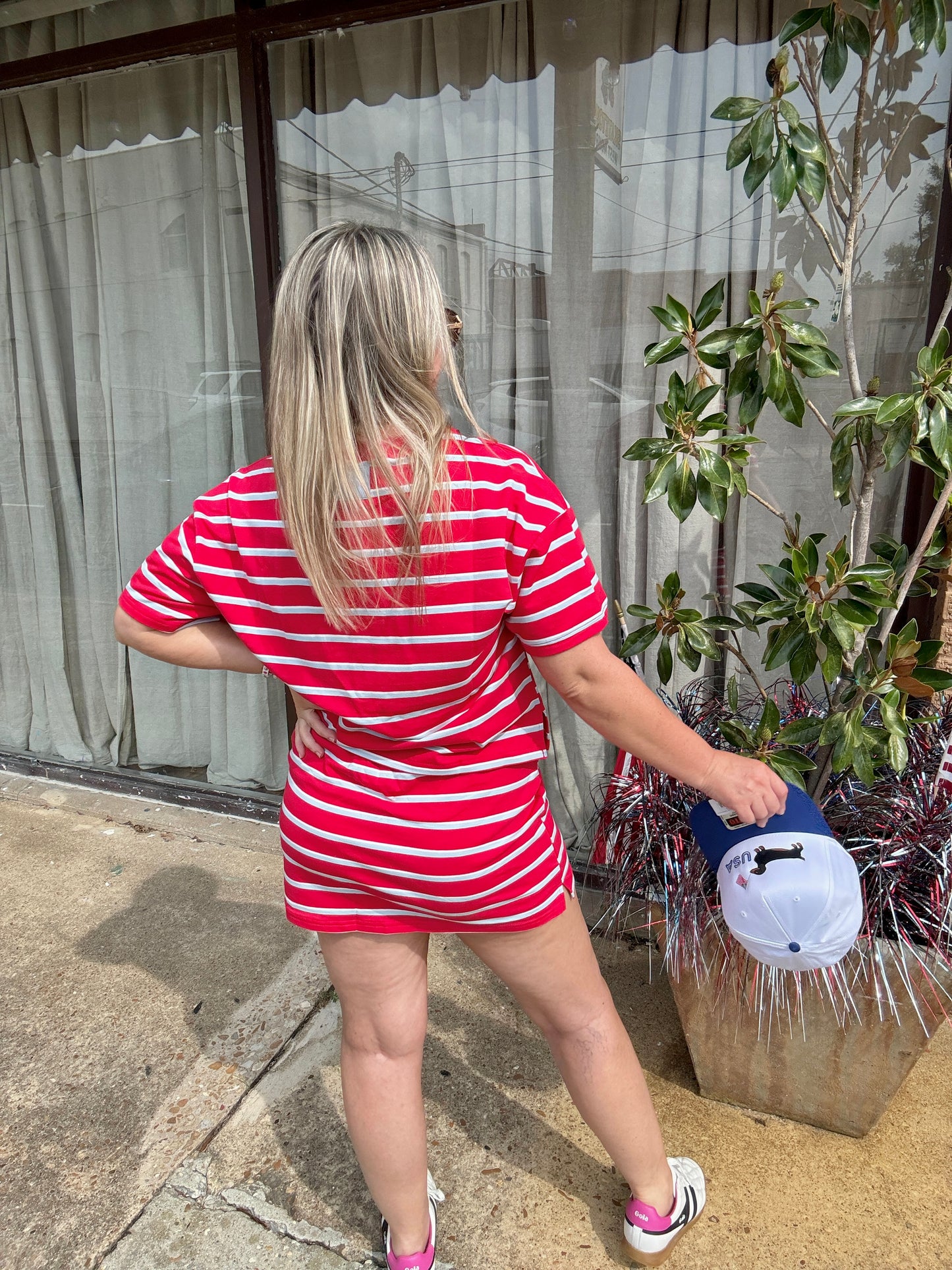 Tomato Blue Striped Skort