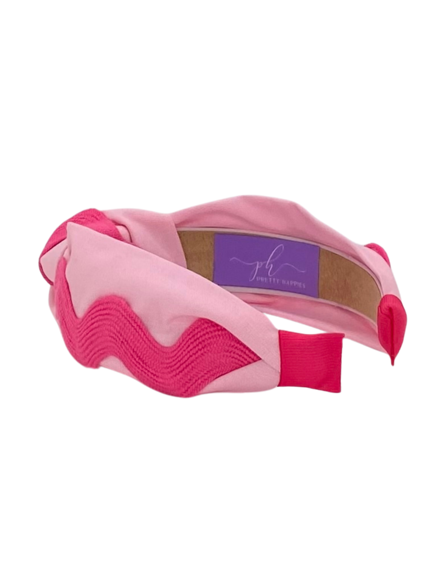 Bright Pink Ric Rac on Light Pink Headband