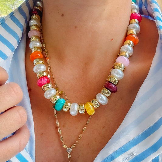 Happy Go Lucky Beaded Necklace: Multi