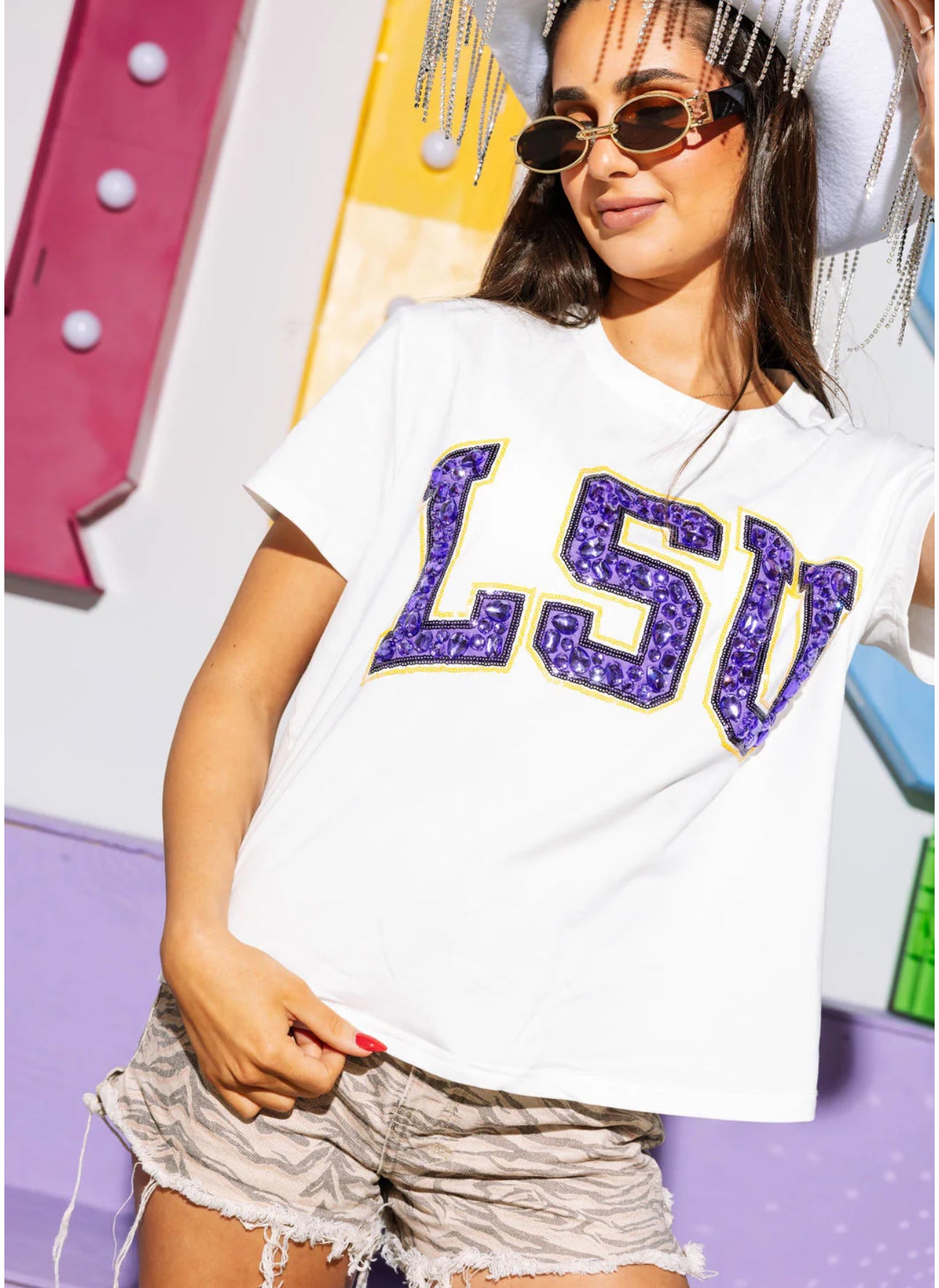 Queen of Sparkles Bejeweled LSU tee