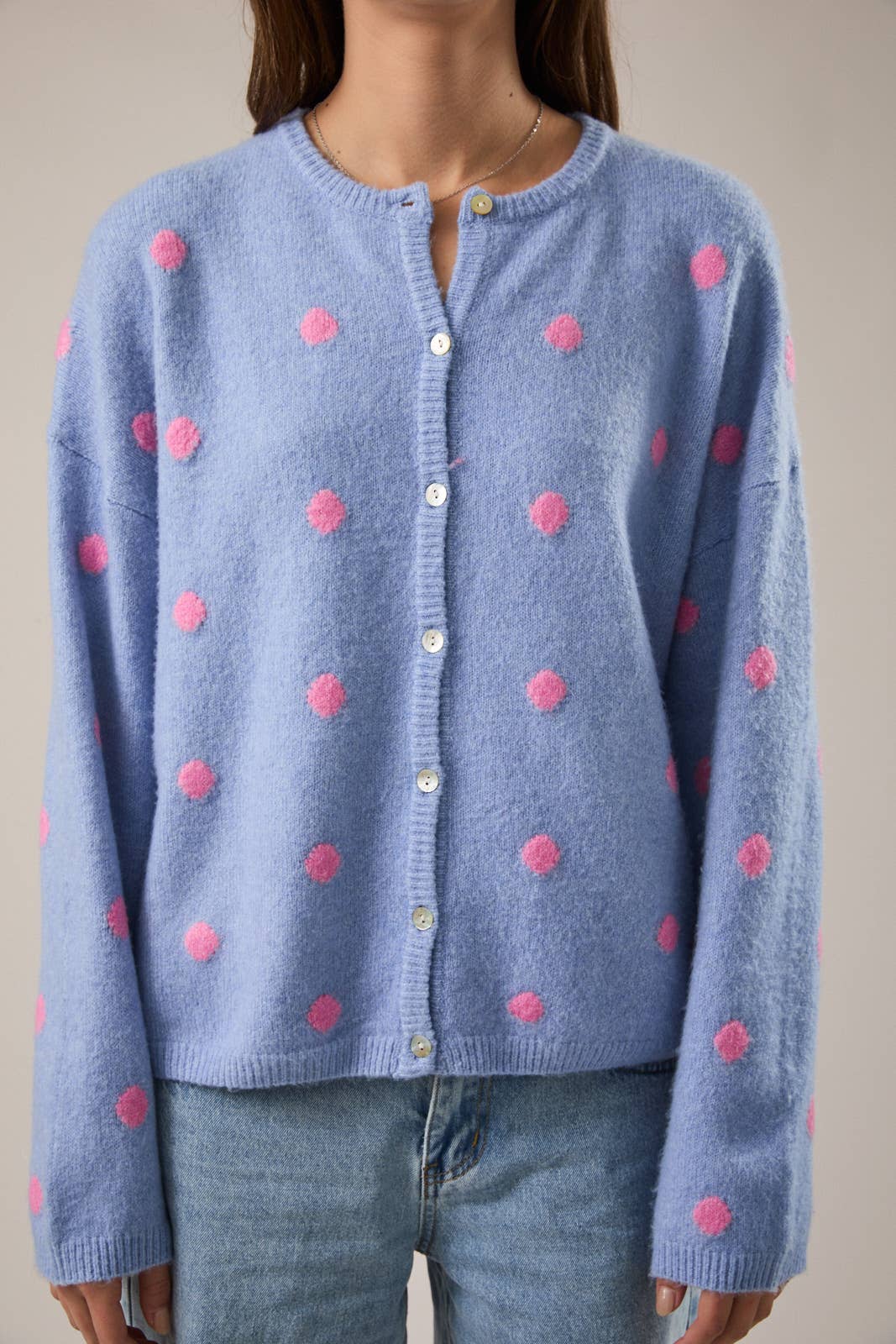 Long Sleeve Polka Dot Cardigan