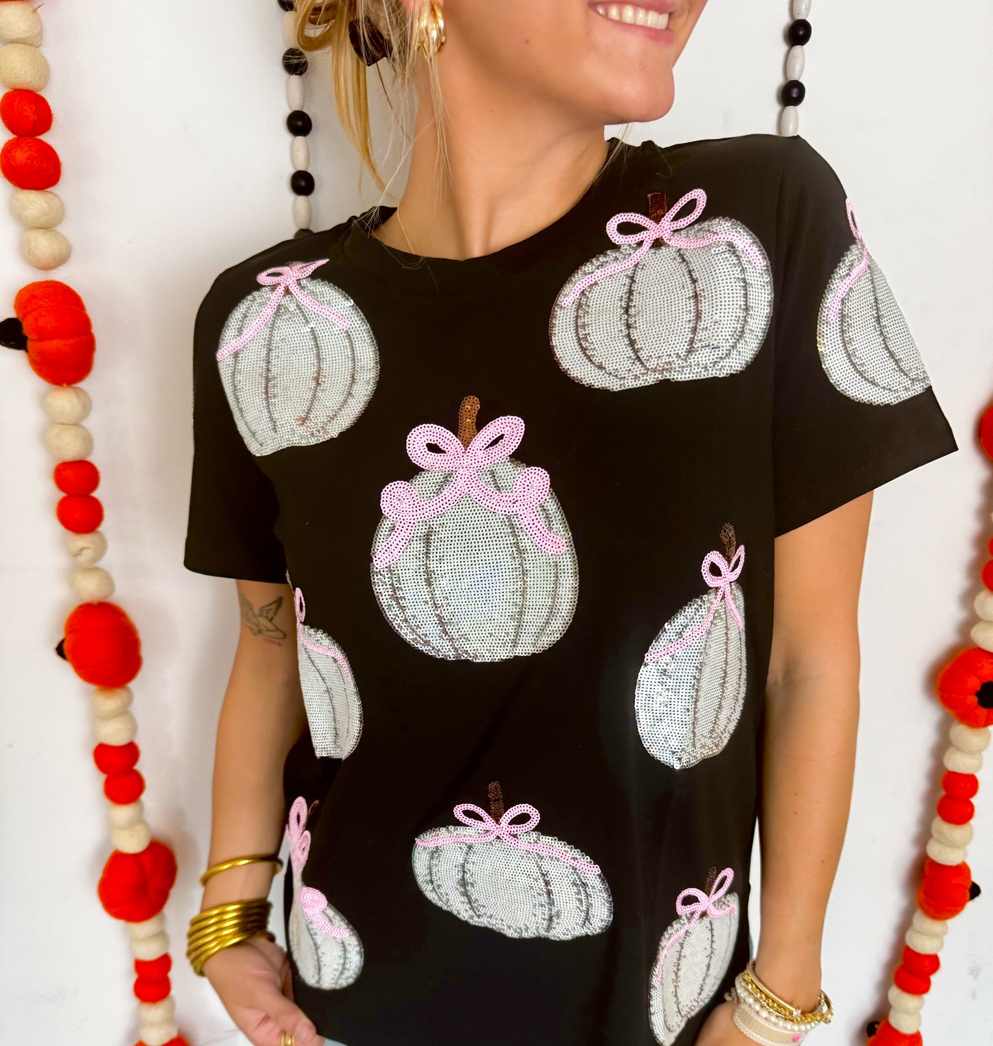 Pink Bow Pumpkin Tee