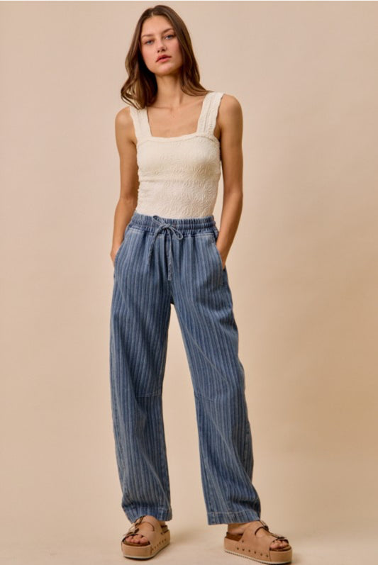 Striped Barrel Pants