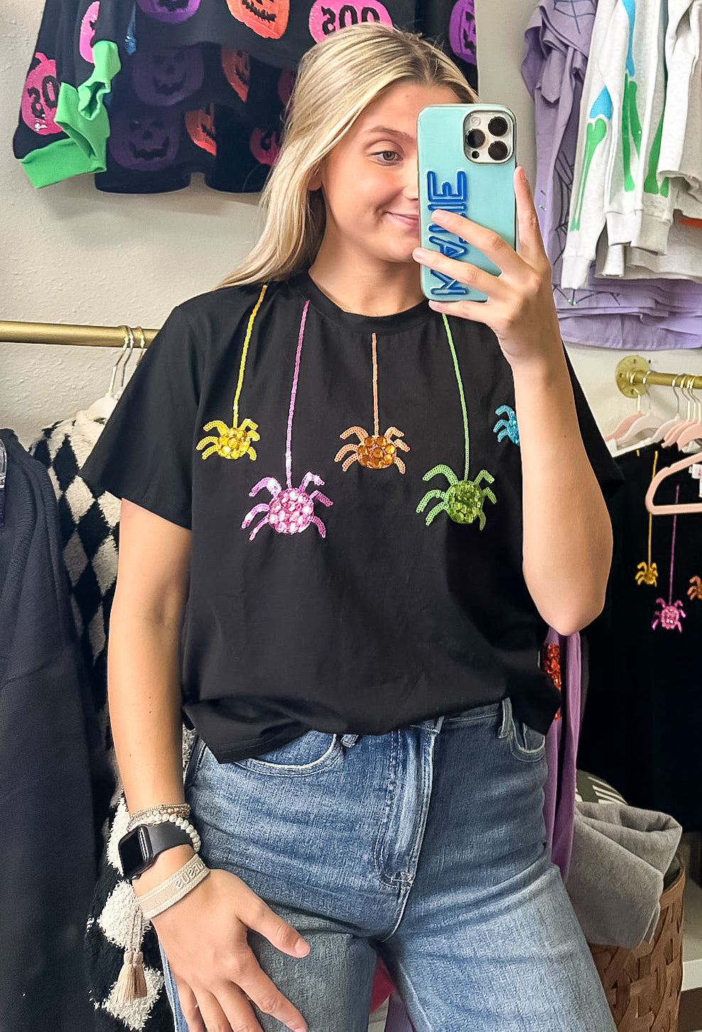Sequin Rainbow Spiders Tee