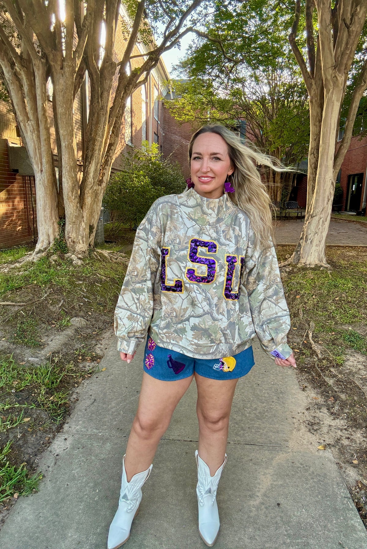 LSU Licensed Mockneck Camo Sweatshirt