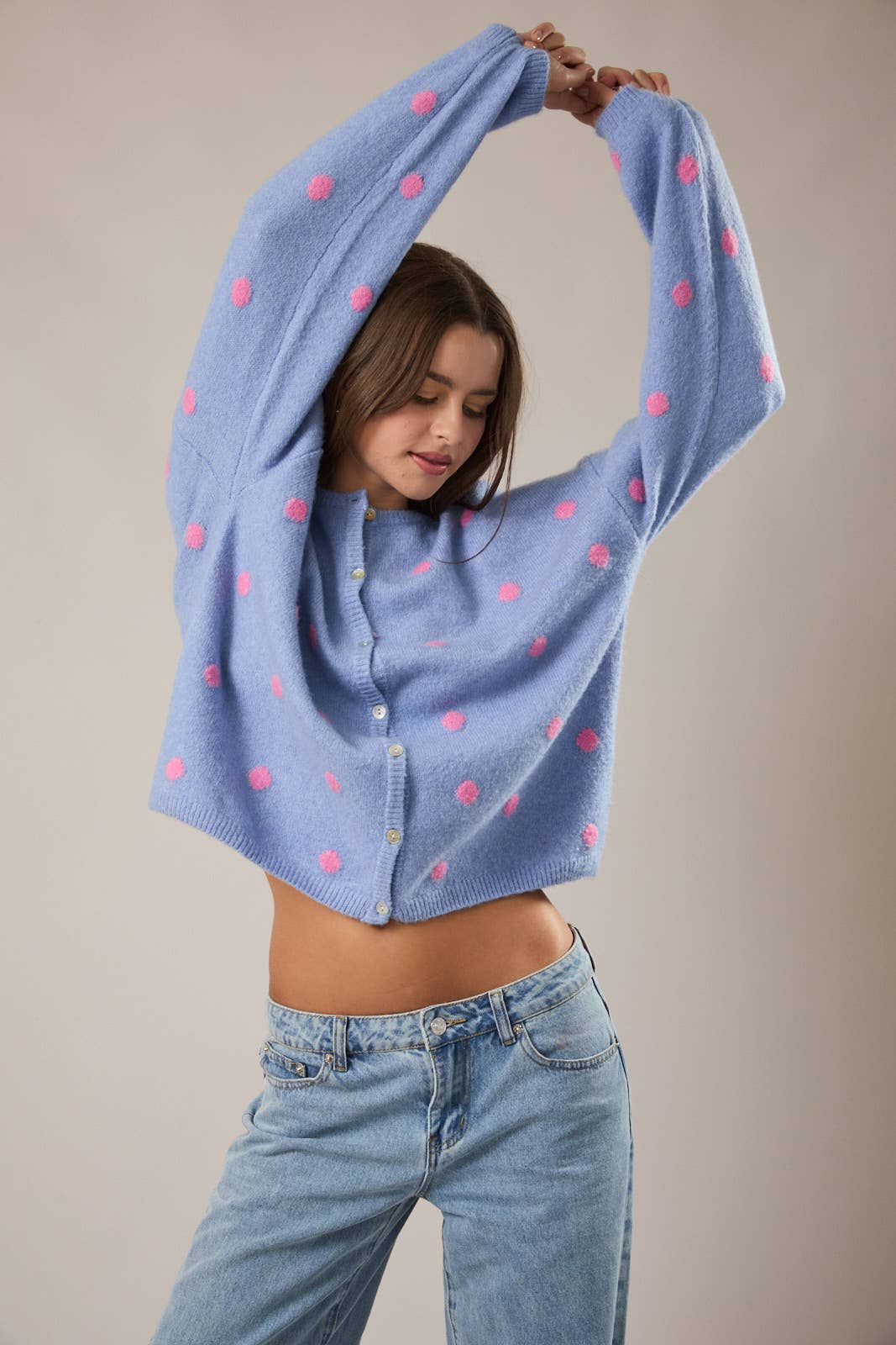 Long Sleeve Polka Dot Cardigan