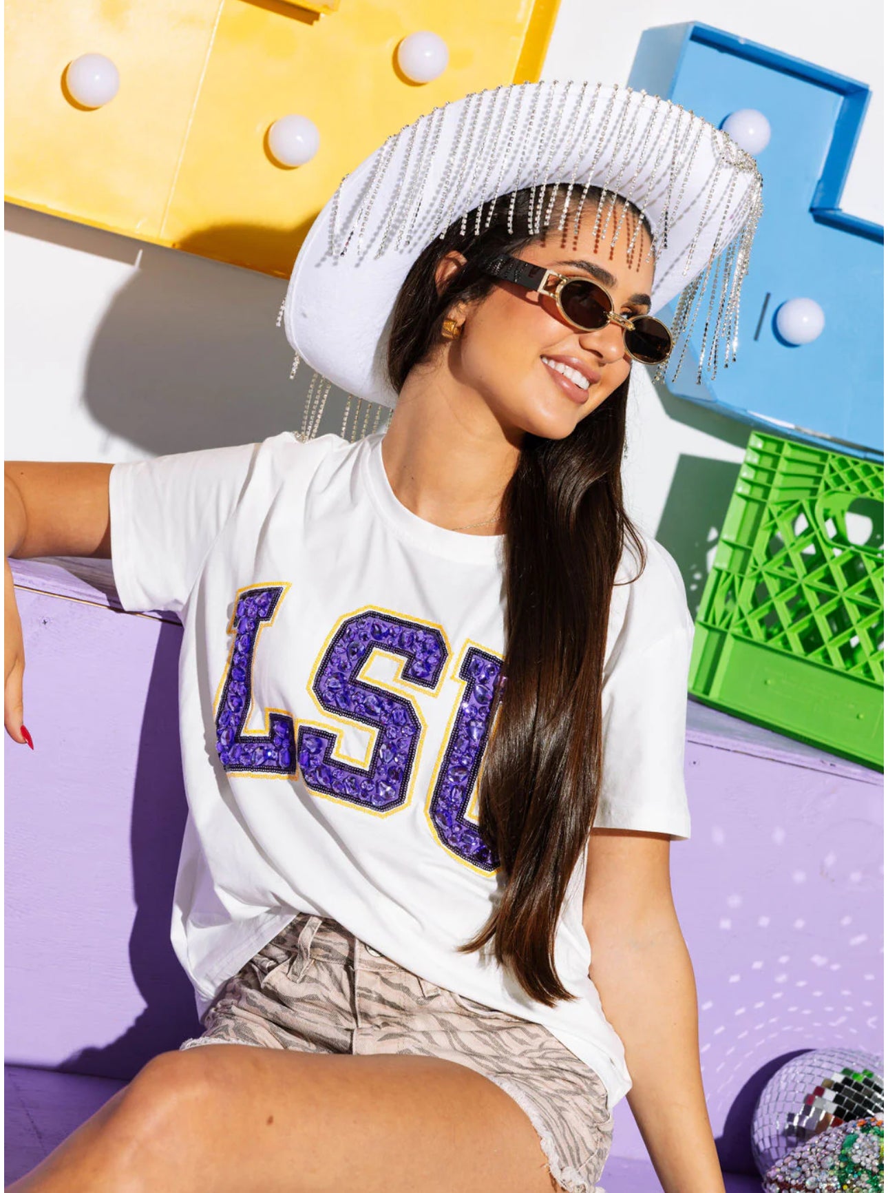 Queen of Sparkles Bejeweled LSU tee