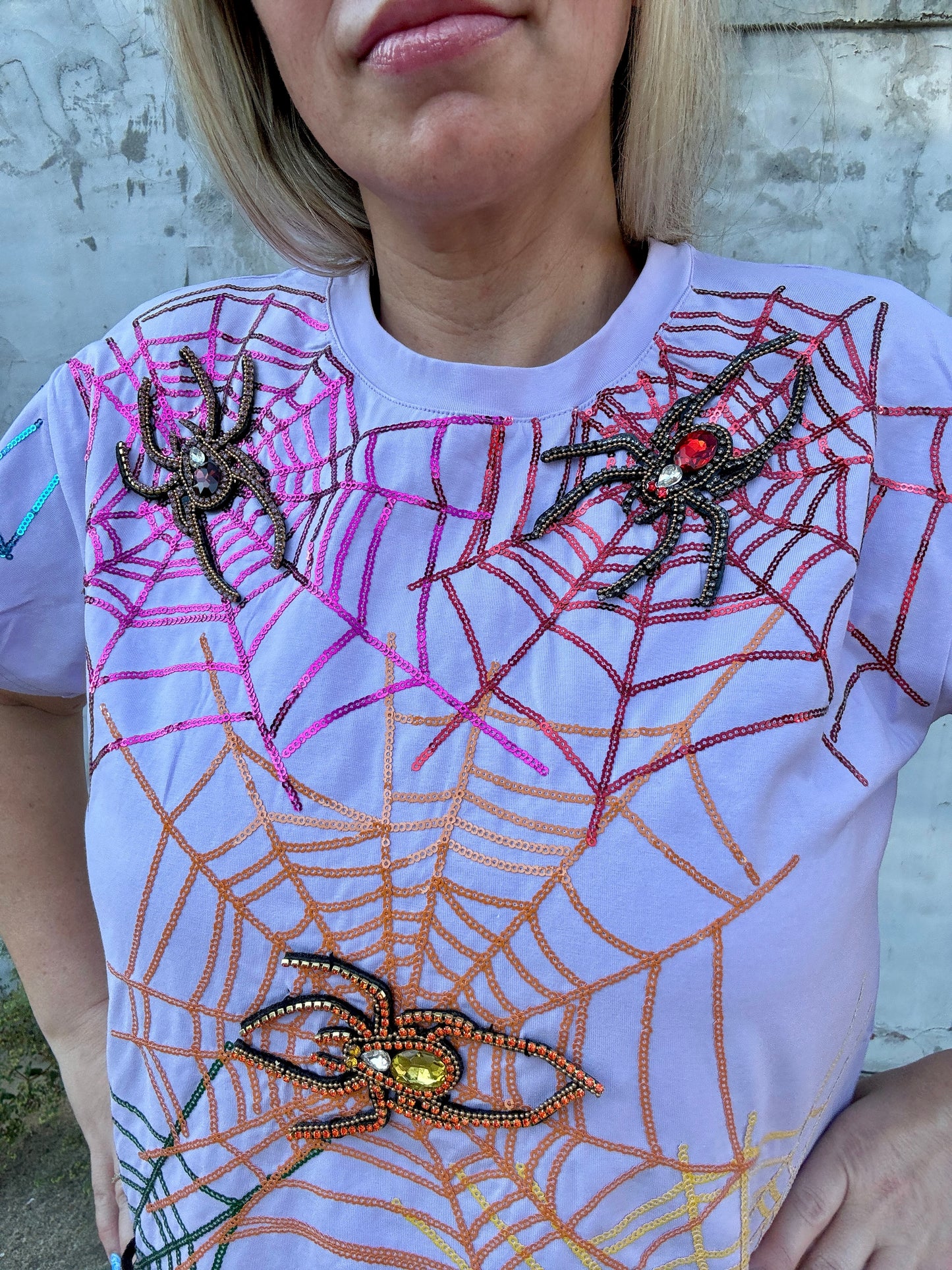 Queen of Halloween Spider Web tee