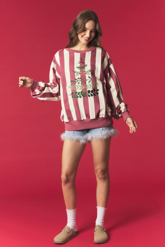 Burgundy Striped Christmas Tree Preorder
