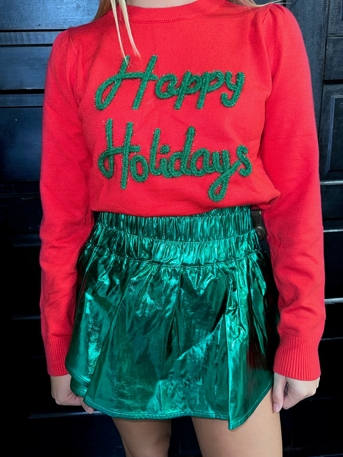 HAPPY HOLIDAYS Sparkle Letter Sweater