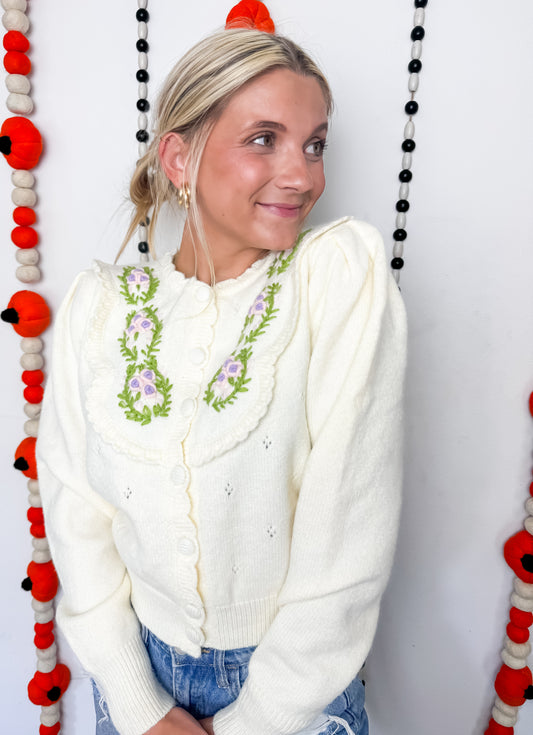 Falling In Love Embroidered Cardigan