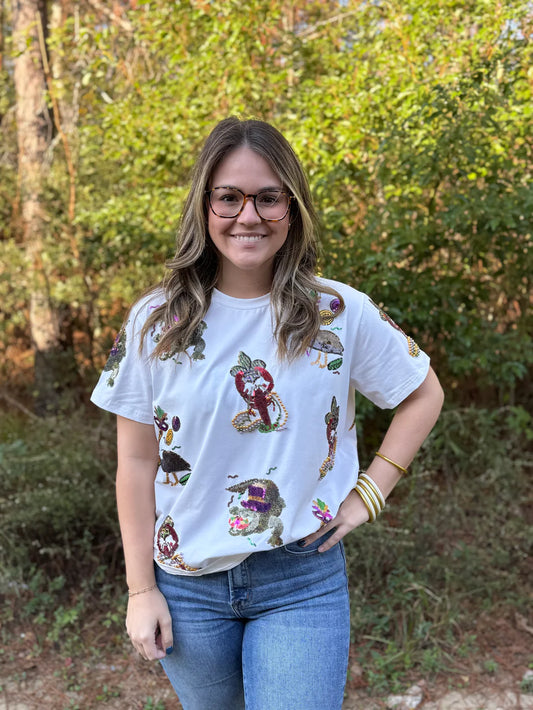 Cajun Mardi Gras Sequin Tee