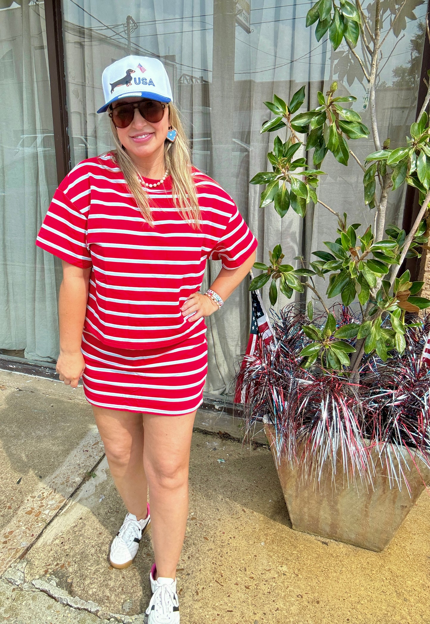 Tomato Blue Striped Skort