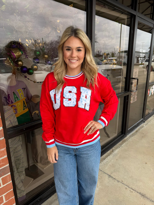 Red USA Toile Sweatshirt