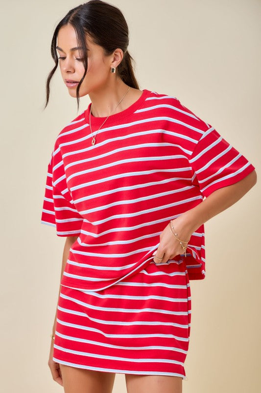 Tomato Blue Striped Top