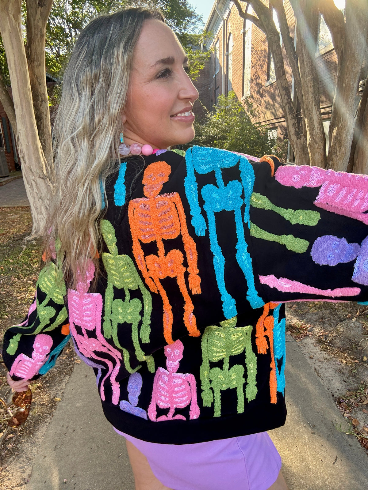 Black Fuzzy Skeleton Sweatshirt