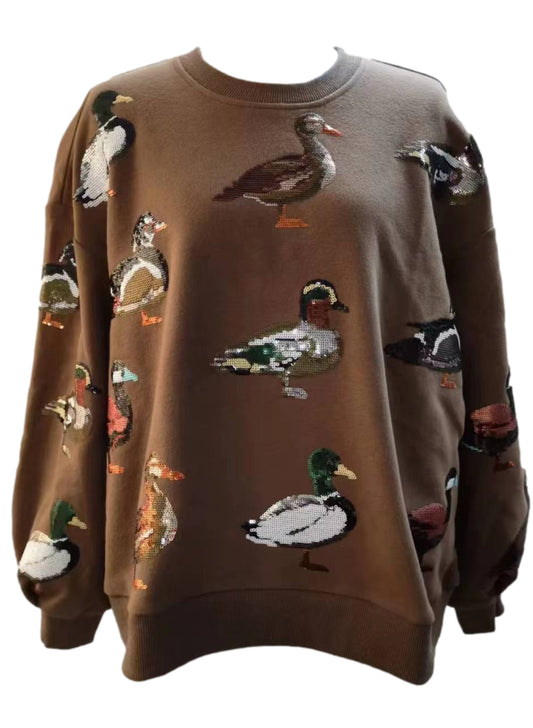 Brown Scattered Duck Sweatshirt