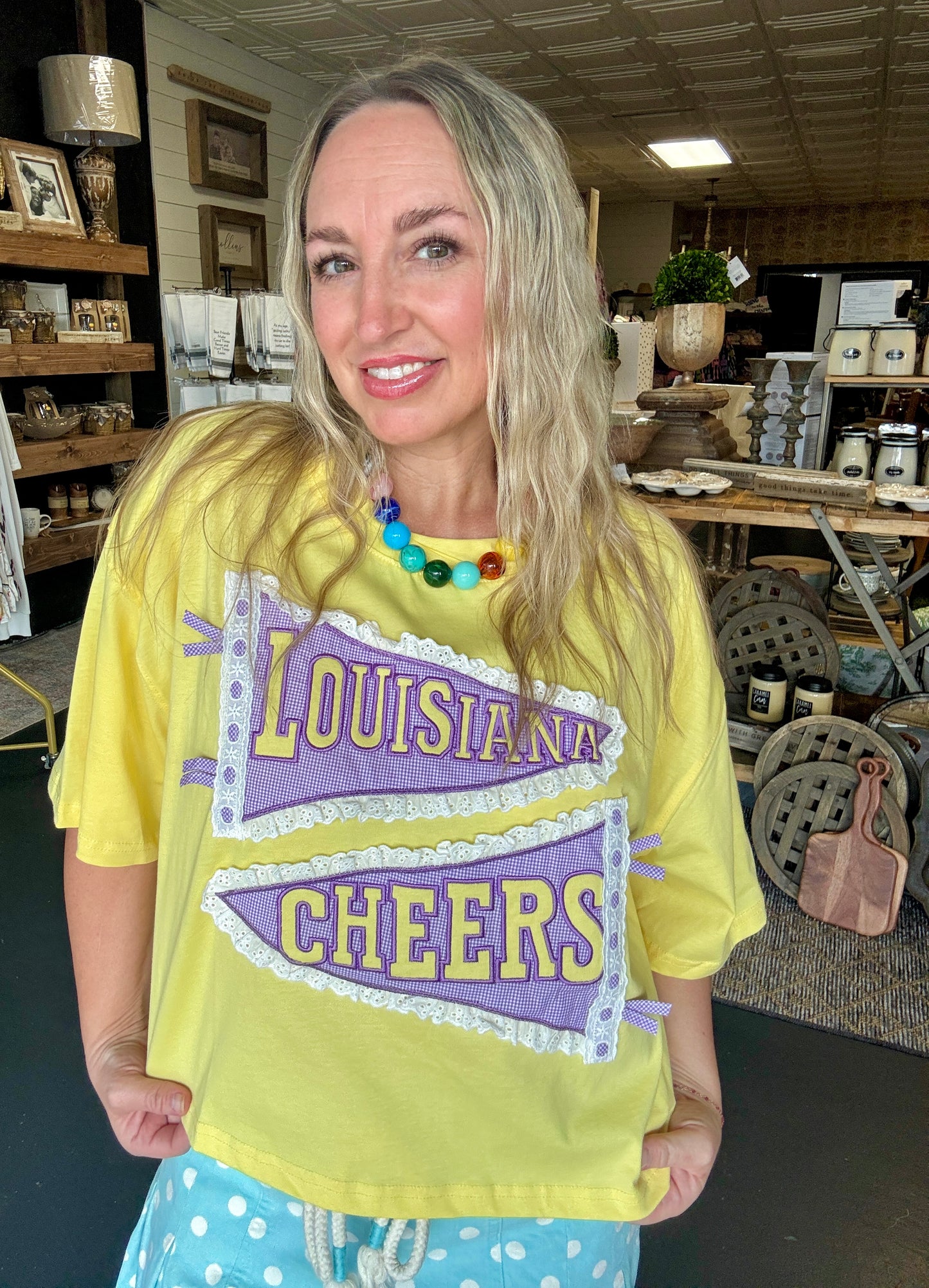Yellow Louisiana Pennant Tee