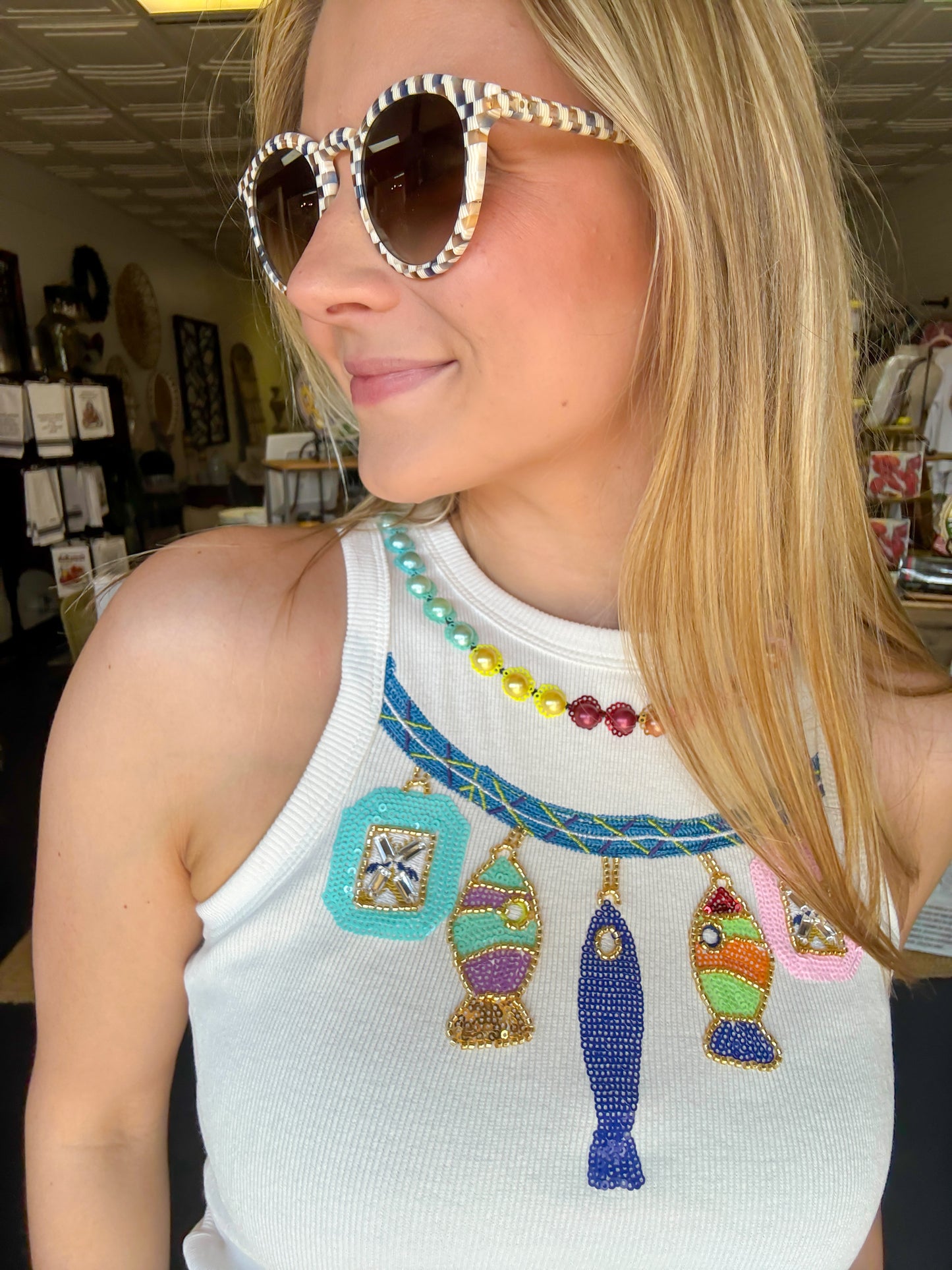 White Rainbow Charm Tank