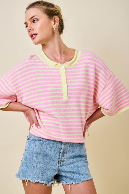 Pink Lemonade Henley