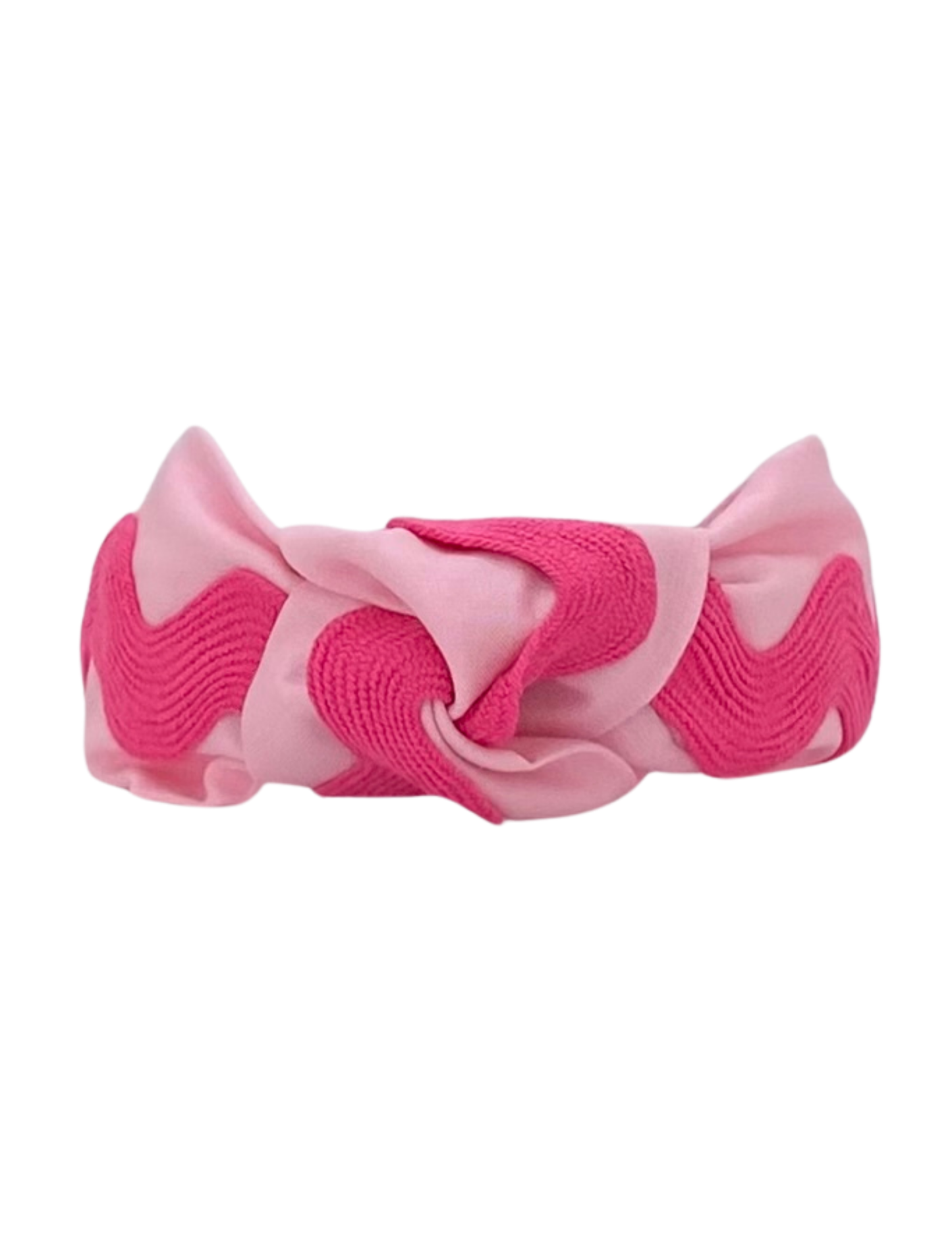 Bright Pink Ric Rac on Light Pink Headband