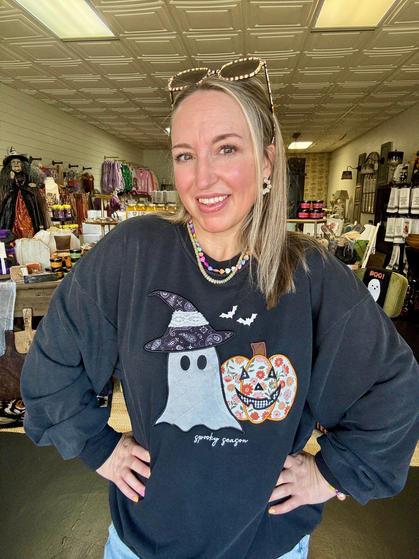 Black Ghost Applique Sweater
