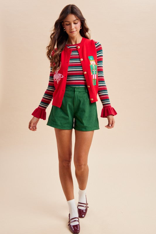 Emerald Envy Pleated Suede Shorts Preorder