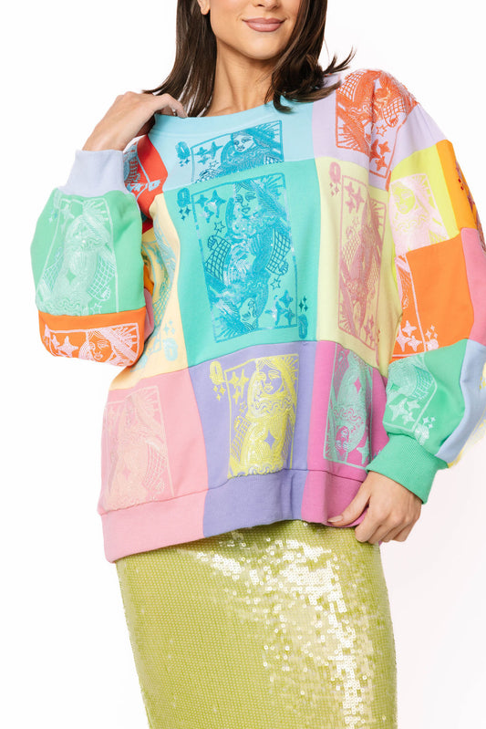 Queen of Colorblock Card Logo Sweatshirt