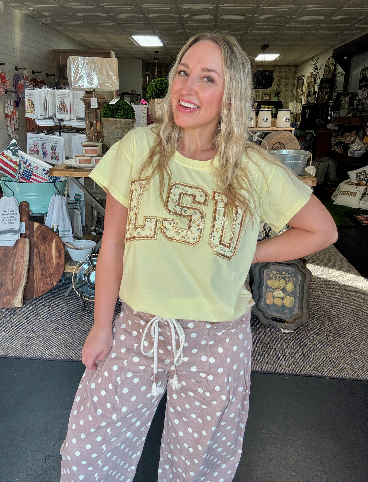 LSU Licensed Yellow Floral Tee