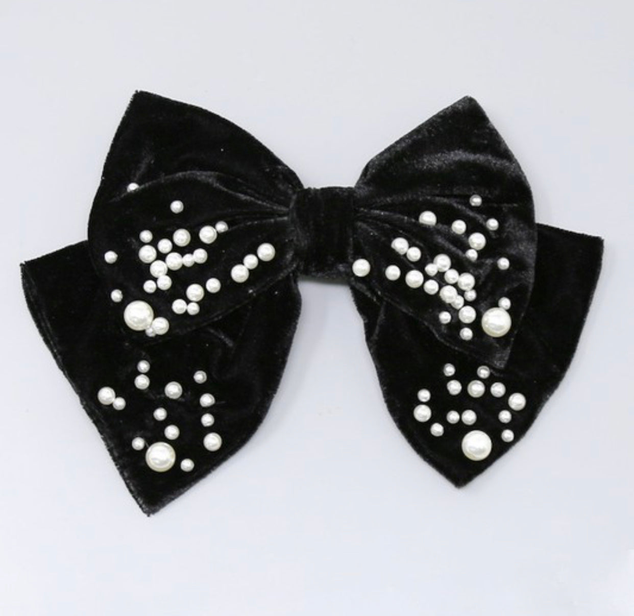 Pearl Velvet Bow Hair Clip