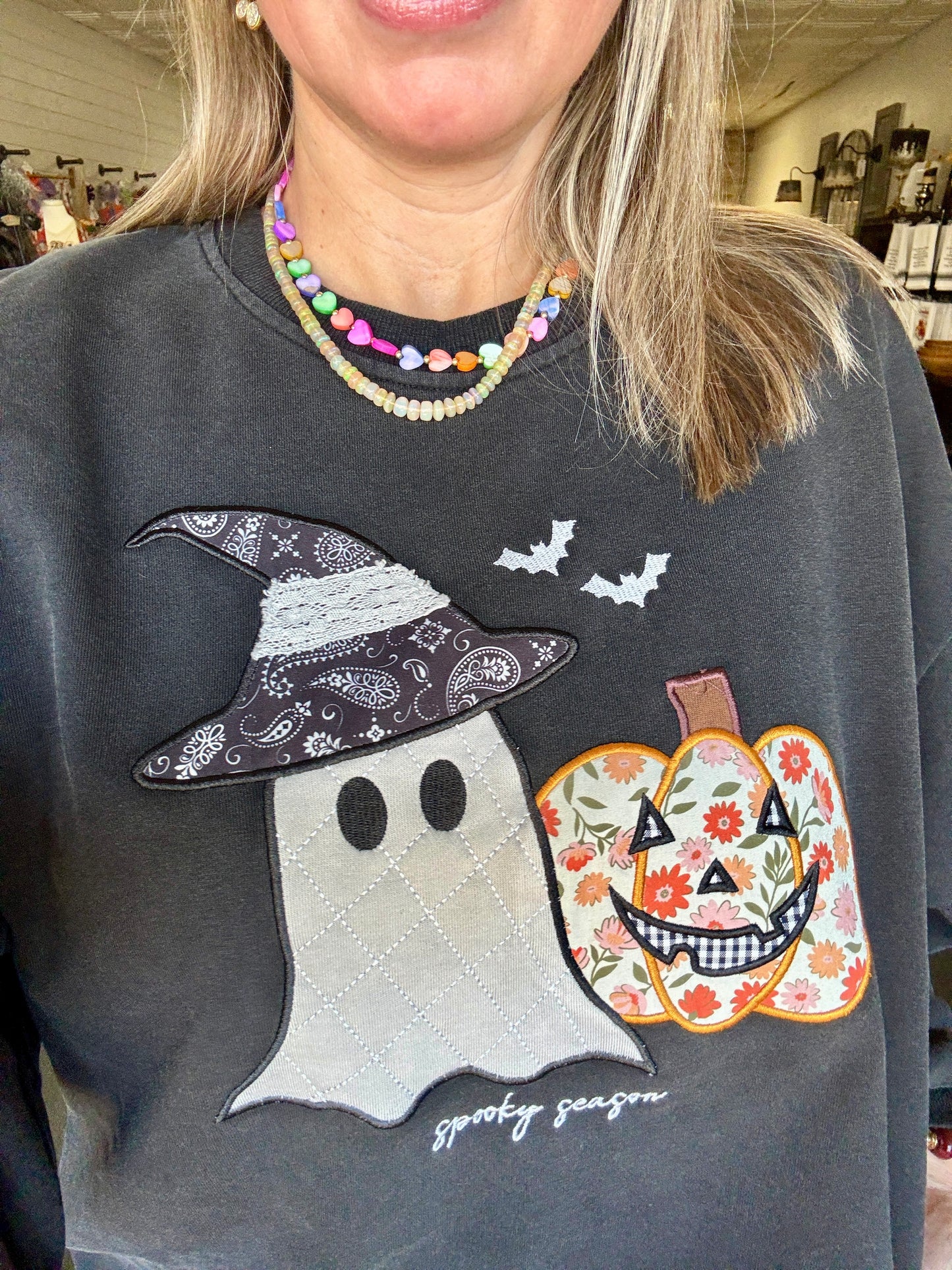 Black Ghost Applique Sweater