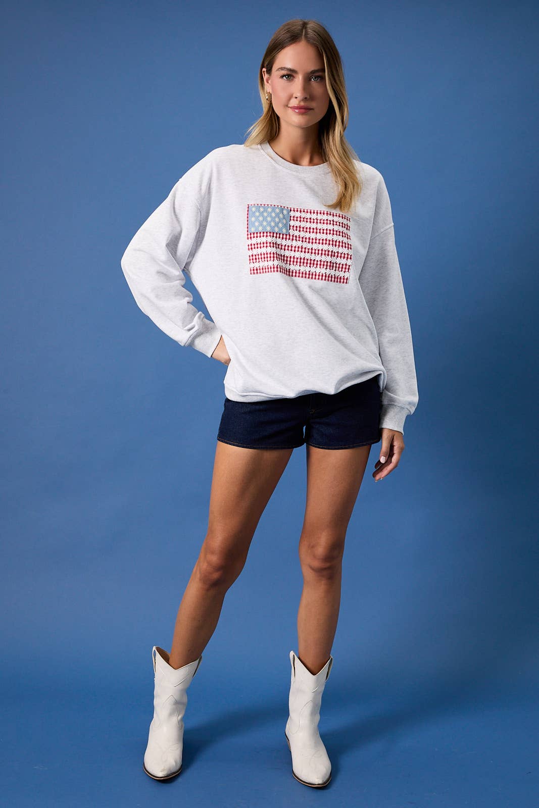 Gingham and Daisies Flag Sweatshirt