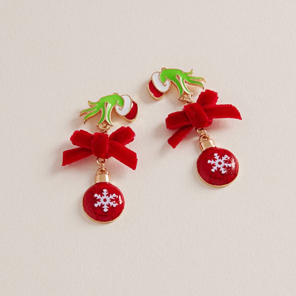 Christmas Green Monster Ornament Earrings