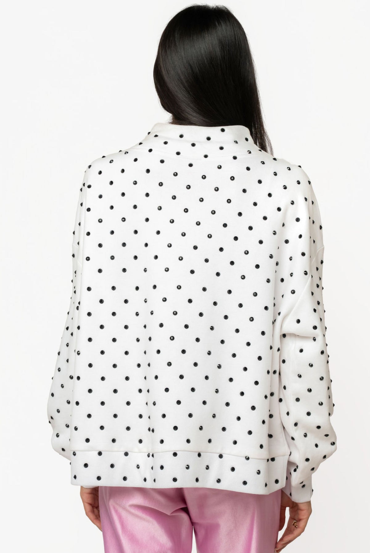 White and Black Polka Dot Christmas Tree Mockneck