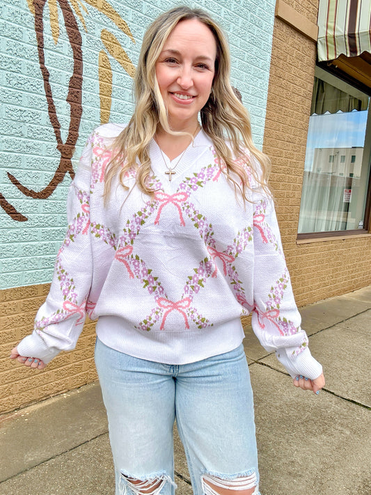 Pink bow sweater