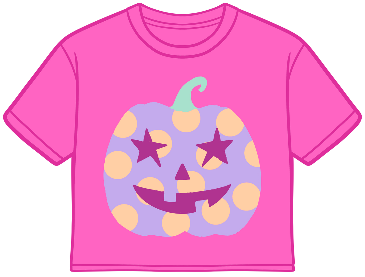 Poppy & Pine - Polka Dot Jack-O-Lantern Crop Tee
