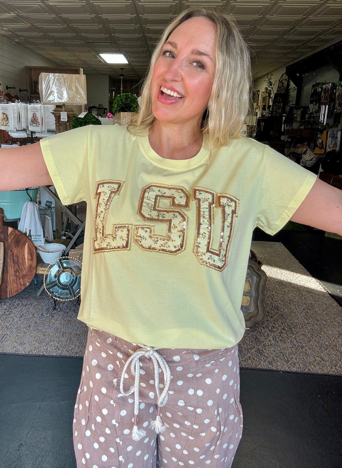 LSU Licensed Yellow Floral Tee