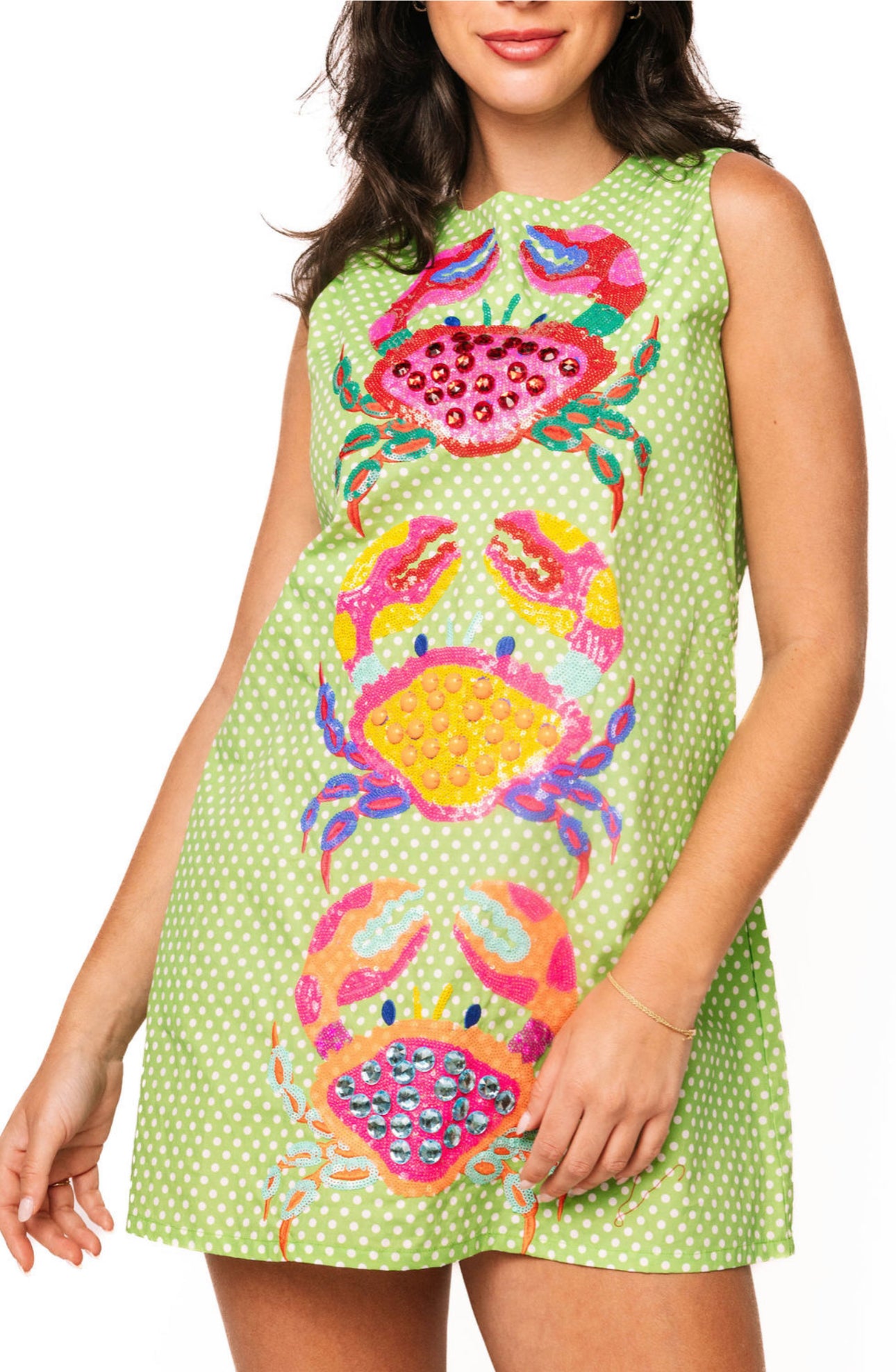 Green Polka dot Crab Dress